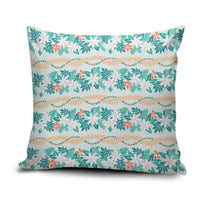 Monstera Tiare Plumeria Lei Pattern Pillow Cover Teal Version LT01 Teal - Polynesian Pride
