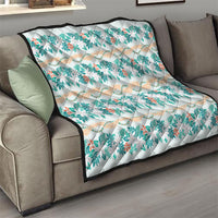 Monstera Tiare Plumeria Lei Pattern Quilt Teal Version LT01 - Polynesian Pride
