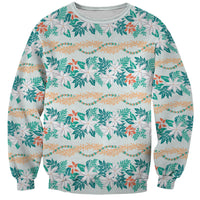 Monstera Tiare Plumeria Lei Pattern Sweatshirt Teal Version LT01 Unisex Teal - Polynesian Pride