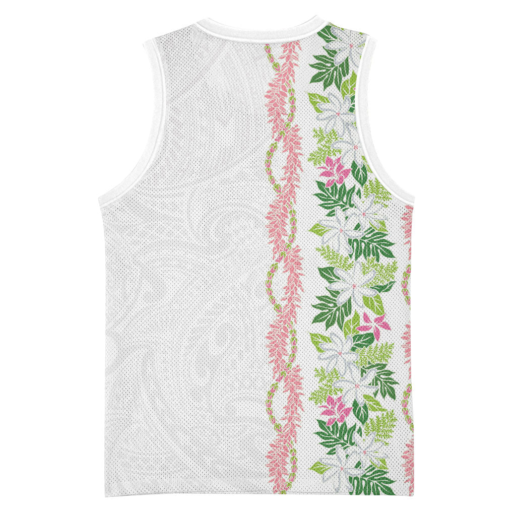Monstera Tiare Plumeria Basketball Jersey Green Polynesian Pattern LT01 - Polynesian Pride
