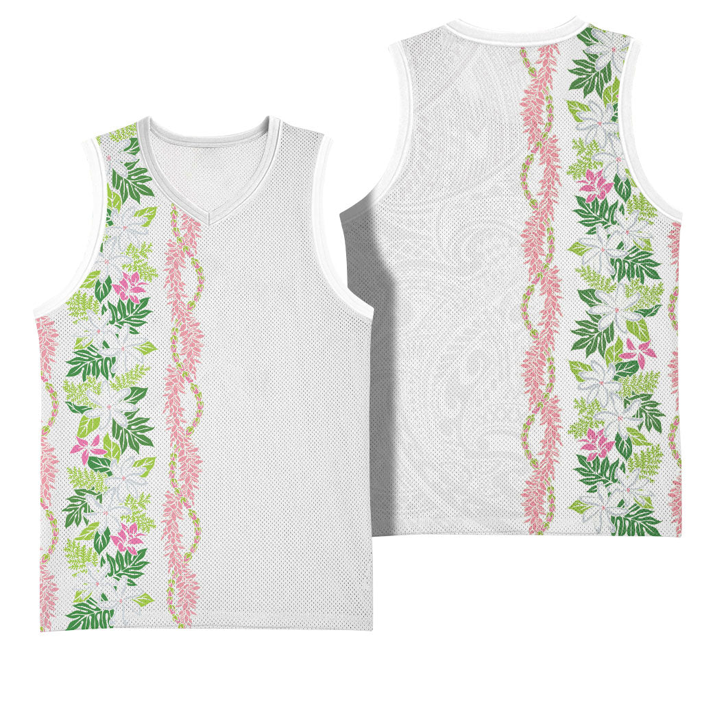 Monstera Tiare Plumeria Basketball Jersey Green Polynesian Pattern LT01 - Polynesian Pride