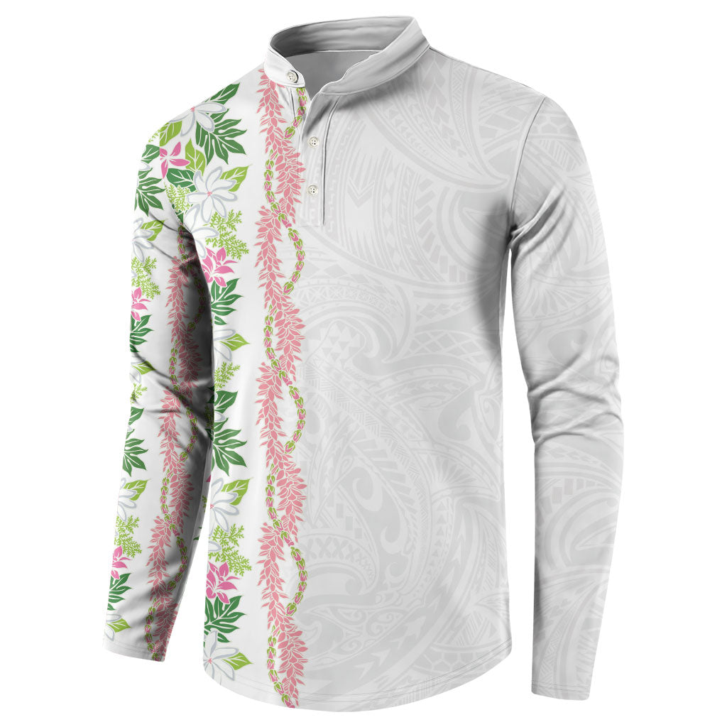 Monstera Tiare Plumeria Button Sweatshirt Green Polynesian Pattern LT01 - Polynesian Pride
