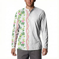 Monstera Tiare Plumeria Button Sweatshirt Green Polynesian Pattern LT01 - Polynesian Pride