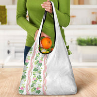 Monstera Tiare Plumeria Grocery Bag Green Polynesian Pattern LT01 - Polynesian Pride