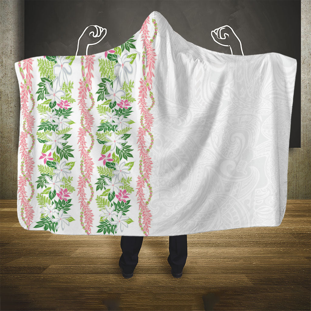 Monstera Tiare Plumeria Hooded Blanket Green Polynesian Pattern LT01 - Polynesian Pride