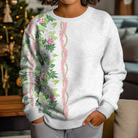Monstera Tiare Plumeria Kid Ugly Christmas Sweater Green Polynesian Pattern LT01 - Polynesian Pride