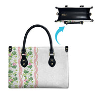 Monstera Tiare Plumeria Leather Bag Green Polynesian Pattern LT01 - Polynesian Pride
