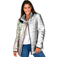 Monstera Tiare Plumeria Padded Jacket Green Polynesian Pattern LT01 Women Green - Polynesian Pride
