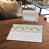 Monstera Tiare Plumeria Puzzle Green Polynesian Pattern LT01 - Polynesian Pride