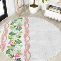 Monstera Tiare Plumeria Round Carpet Green Polynesian Pattern LT01 Green - Polynesian Pride