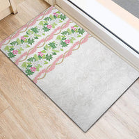 Monstera Tiare Plumeria Rubber Doormat Green Polynesian Pattern LT01 - Polynesian Pride