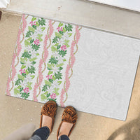 Monstera Tiare Plumeria Rubber Doormat Green Polynesian Pattern LT01 - Polynesian Pride
