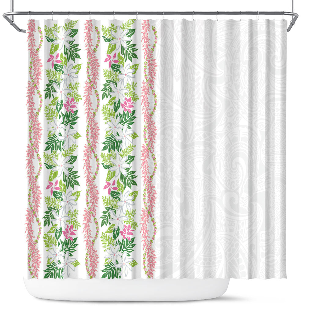 Monstera Tiare Plumeria Shower Curtain Green Polynesian Pattern LT01 Green - Polynesian Pride