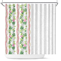 Monstera Tiare Plumeria Shower Curtain Green Polynesian Pattern LT01 Green - Polynesian Pride
