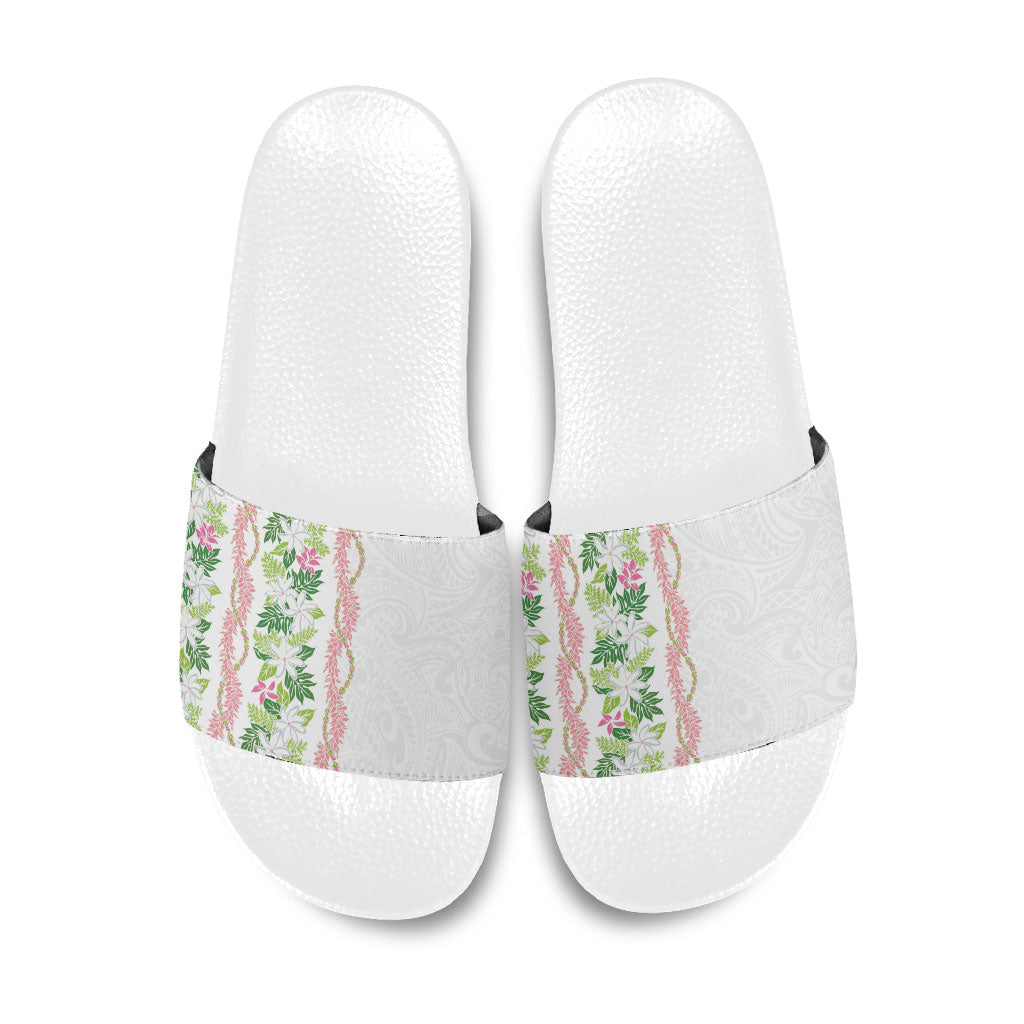 Monstera Tiare Plumeria Slide Sandals Green Polynesian Pattern LT01 Green - Polynesian Pride