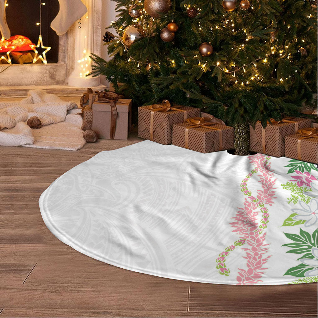Monstera Tiare Plumeria Tree Skirt Green Polynesian Pattern LT01 - Polynesian Pride