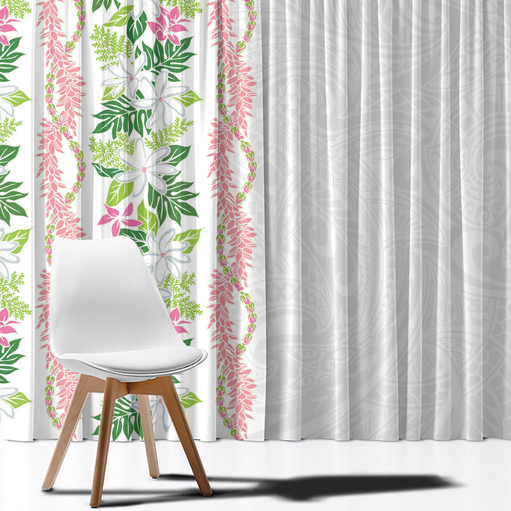 Monstera Tiare Plumeria Window Curtain Green Polynesian Pattern LT01 - Polynesian Pride