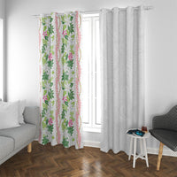 Monstera Tiare Plumeria Window Curtain Green Polynesian Pattern LT01 With Grommets Green - Polynesian Pride