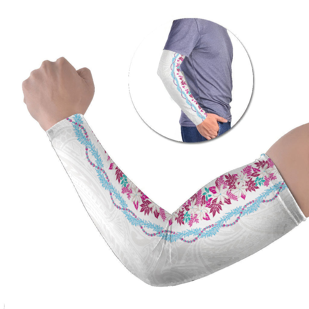 Monstera Tiare Plumeria Arm Sleeves Pink Polynesian Pattern LT01 Set of 2 Pink - Polynesian Pride