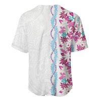 Monstera Tiare Plumeria Baseball Jersey Pink Polynesian Pattern LT01 - Polynesian Pride