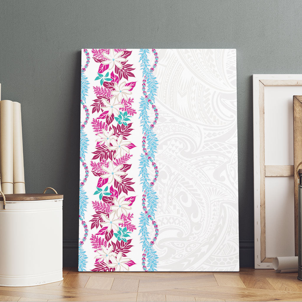 Monstera Tiare Plumeria Canvas Wall Art Pink Polynesian Pattern LT01 - Polynesian Pride