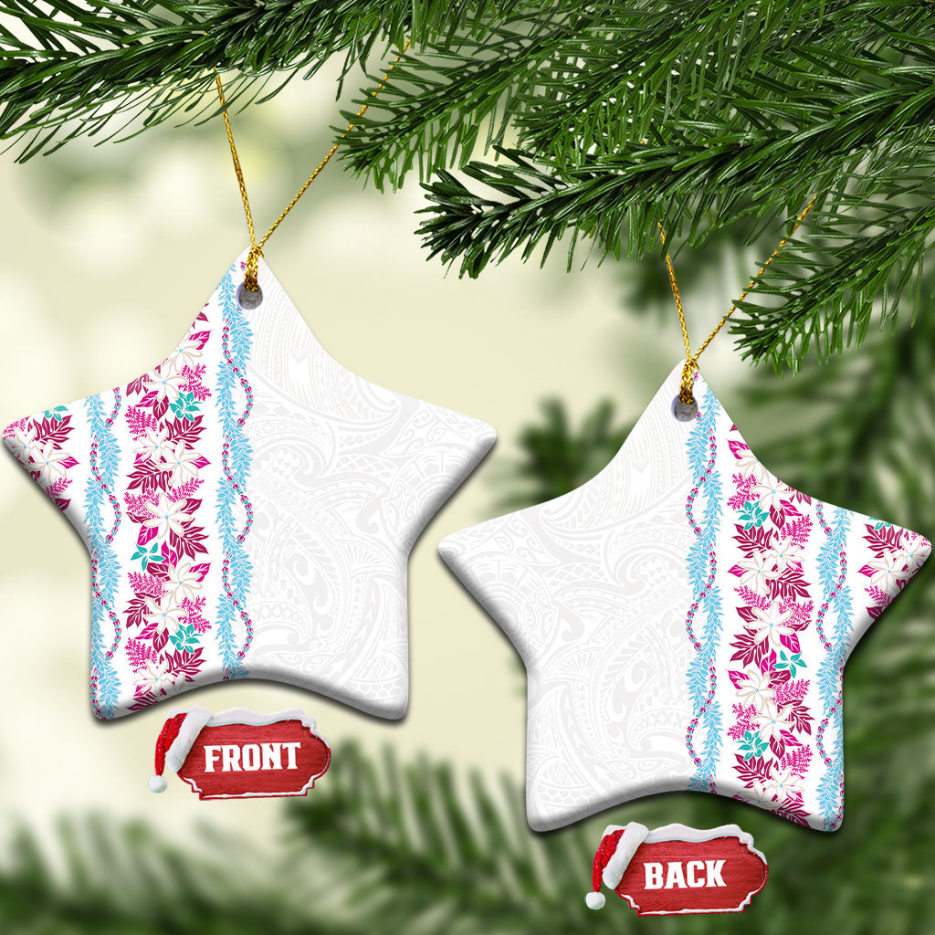 Monstera Tiare Plumeria Ceramic Ornament Pink Polynesian Pattern LT01 Star Pink - Polynesian Pride