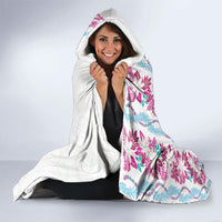 Monstera Tiare Plumeria Hooded Blanket Pink Polynesian Pattern LT01 - Polynesian Pride