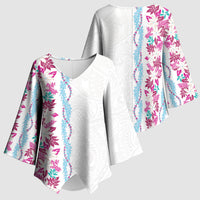 Monstera Tiare Plumeria Kimono Sleeve Blouse Pink Polynesian Pattern LT01 - Polynesian Pride
