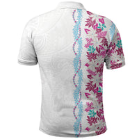 Monstera Tiare Plumeria Polo Shirt Pink Polynesian Pattern LT01 - Polynesian Pride