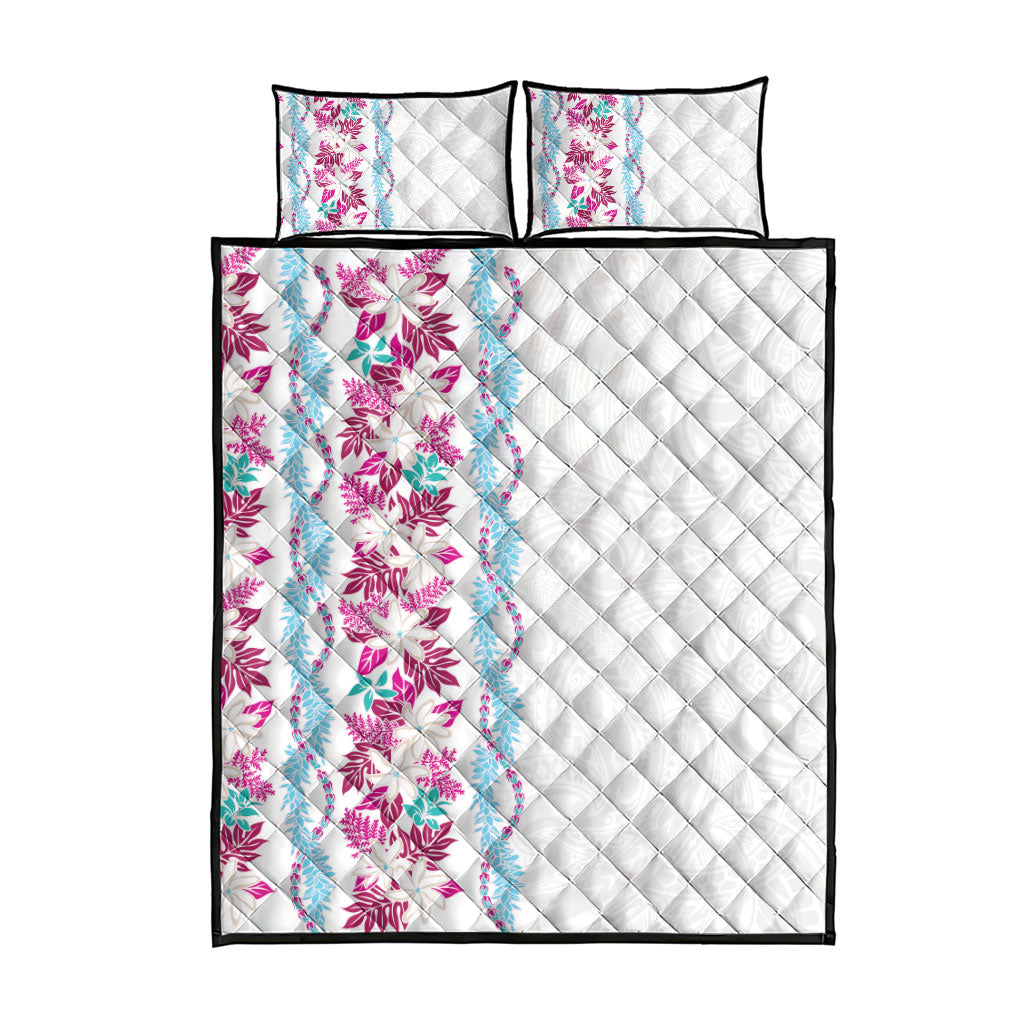 Monstera Tiare Plumeria Quilt Bed Set Pink Polynesian Pattern LT01 - Polynesian Pride