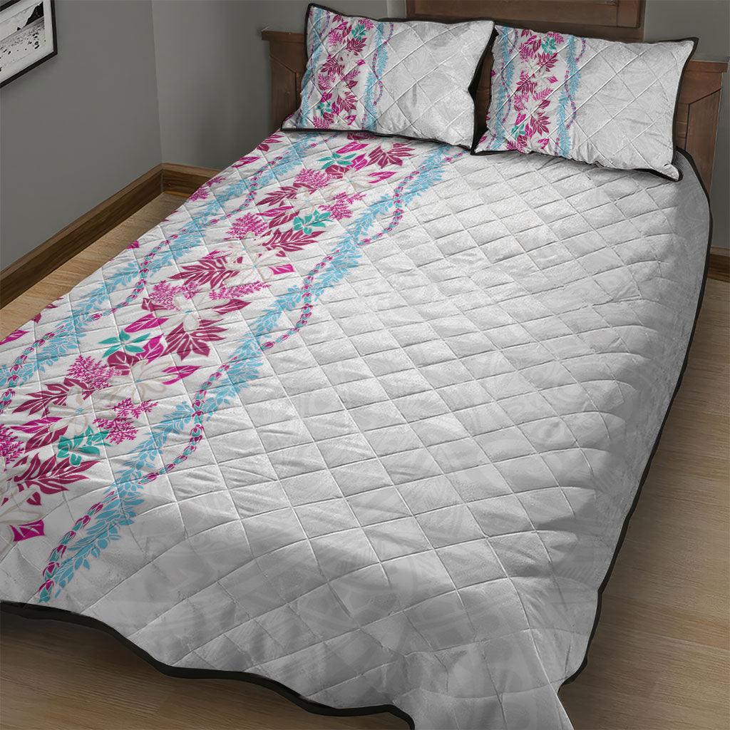 Monstera Tiare Plumeria Quilt Bed Set Pink Polynesian Pattern LT01 - Polynesian Pride