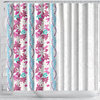 Monstera Tiare Plumeria Shower Curtain Pink Polynesian Pattern LT01 - Polynesian Pride