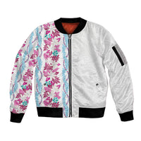 Monstera Tiare Plumeria Sleeve Zip Bomber Jacket Pink Polynesian Pattern LT01 Unisex Pink - Polynesian Pride