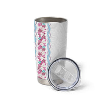 Monstera Tiare Plumeria Tumbler Cup Pink Polynesian Pattern LT01 - Polynesian Pride