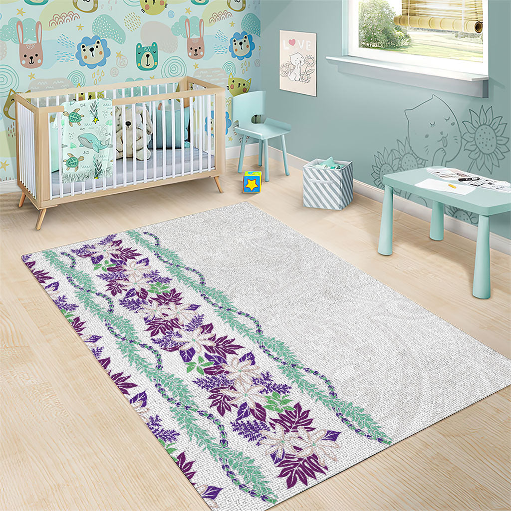 Monstera Tiare Plumeria Area Rug Purple Polynesian Pattern LT01 - Polynesian Pride