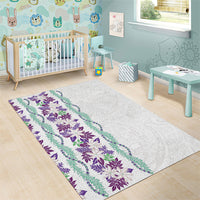 Monstera Tiare Plumeria Area Rug Purple Polynesian Pattern LT01 - Polynesian Pride