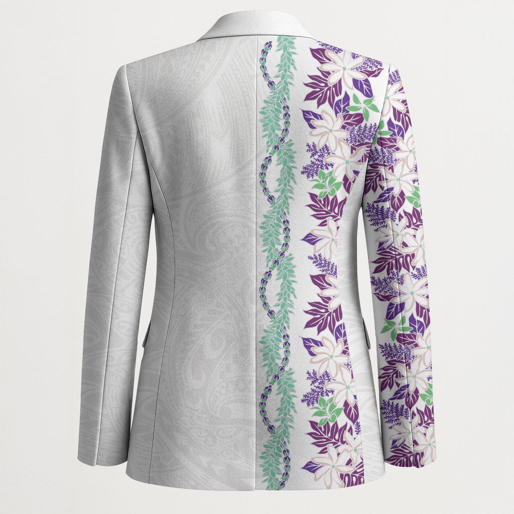 Monstera Tiare Plumeria Blazer Purple Polynesian Pattern LT01 - Polynesian Pride