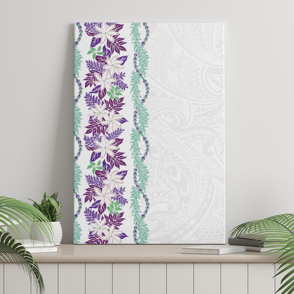 Monstera Tiare Plumeria Canvas Wall Art Purple Polynesian Pattern LT01 - Polynesian Pride