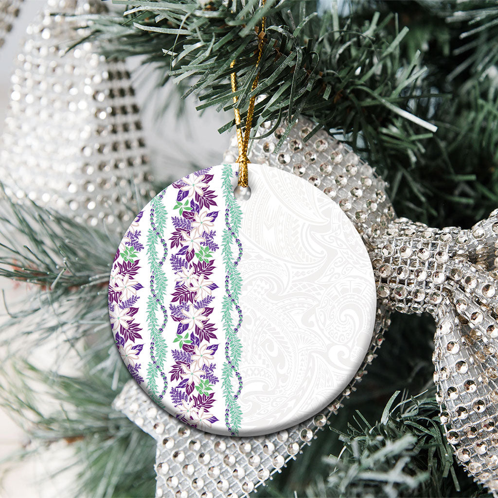 Monstera Tiare Plumeria Ceramic Ornament Purple Polynesian Pattern LT01 - Polynesian Pride