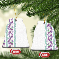 Monstera Tiare Plumeria Ceramic Ornament Purple Polynesian Pattern LT01 Bell Flake Purple - Polynesian Pride