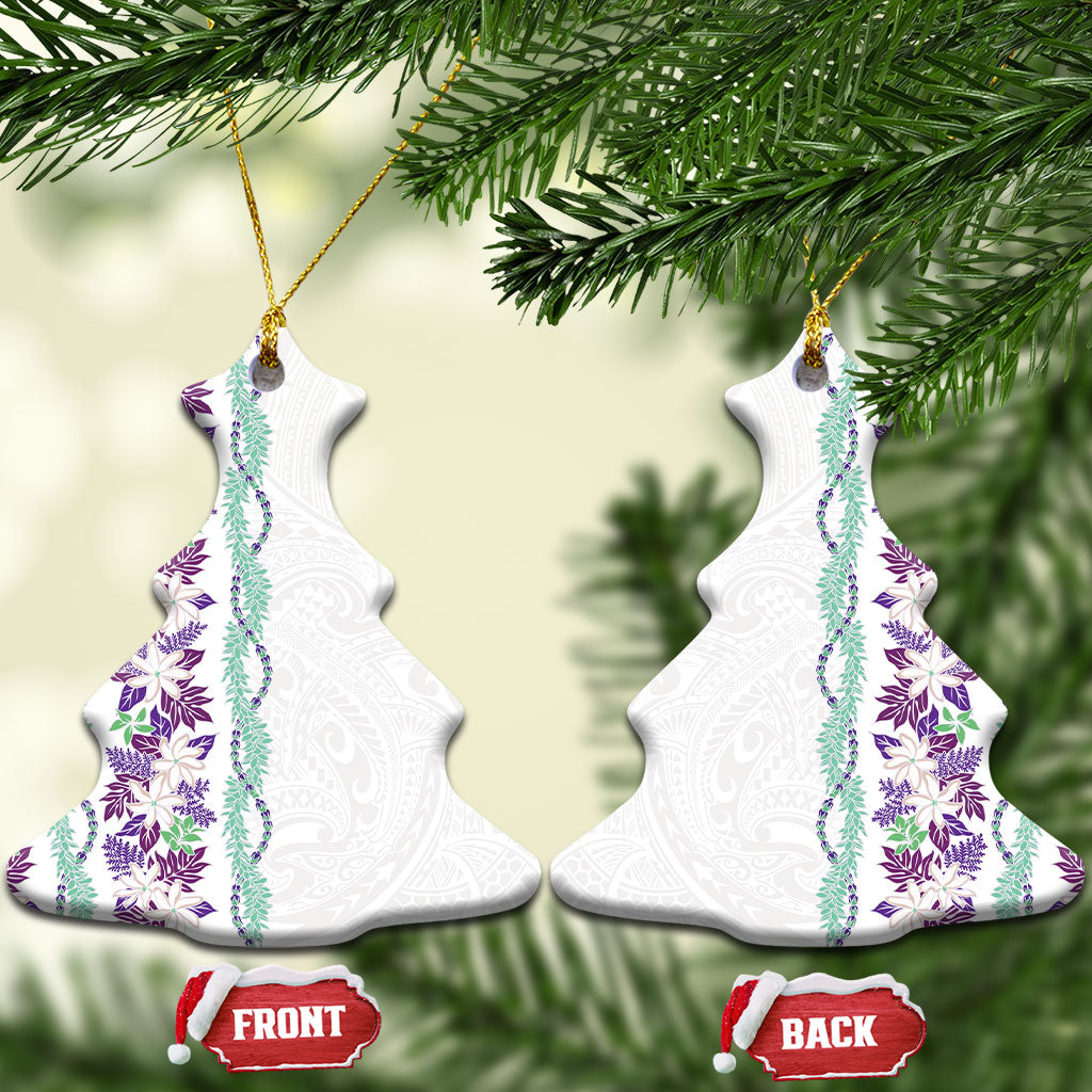 Monstera Tiare Plumeria Ceramic Ornament Purple Polynesian Pattern LT01 Christmas Tree Purple - Polynesian Pride