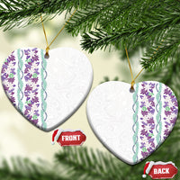 Monstera Tiare Plumeria Ceramic Ornament Purple Polynesian Pattern LT01 Heart Purple - Polynesian Pride