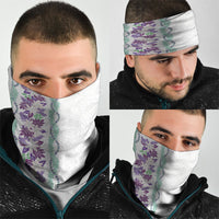 Monstera Tiare Plumeria Neck Gaiter Purple Polynesian Pattern LT01 - Polynesian Pride