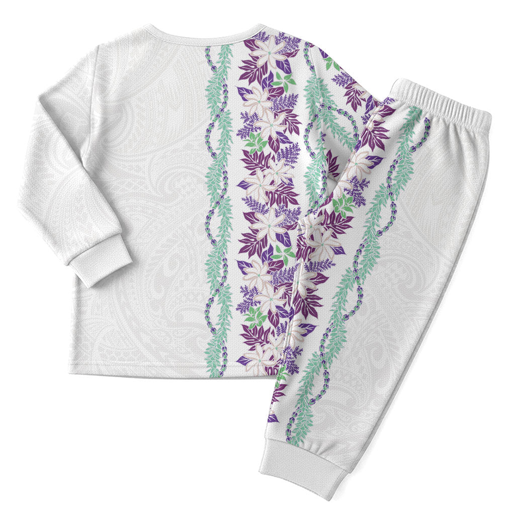 Monstera Tiare Plumeria Christmas Pajama Set Purple Polynesian Pattern LT01 - Polynesian Pride