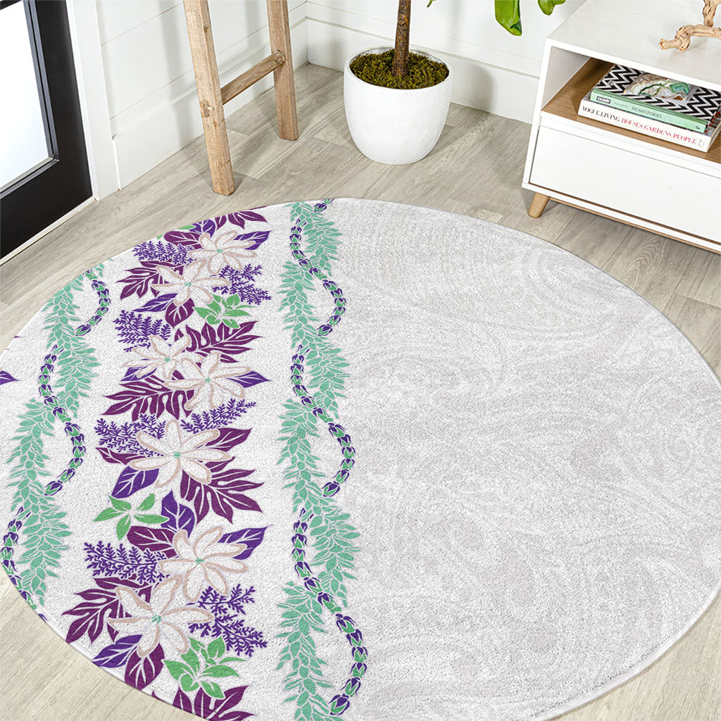 Monstera Tiare Plumeria Round Carpet Purple Polynesian Pattern LT01 Purple - Polynesian Pride