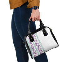Monstera Tiare Plumeria Shoulder Handbag Purple Polynesian Pattern LT01 - Polynesian Pride