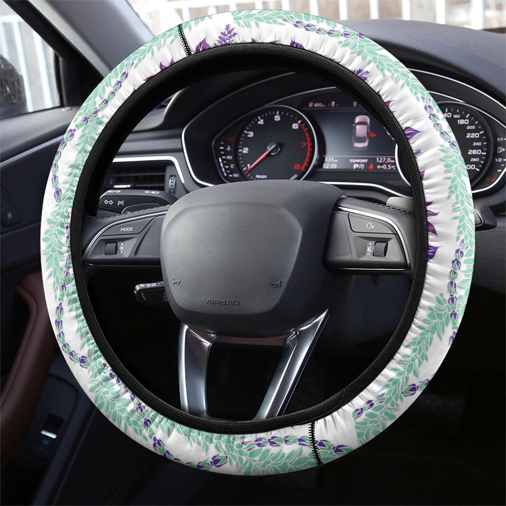 Monstera Tiare Plumeria Steering Wheel Cover Purple Polynesian Pattern LT01 - Polynesian Pride