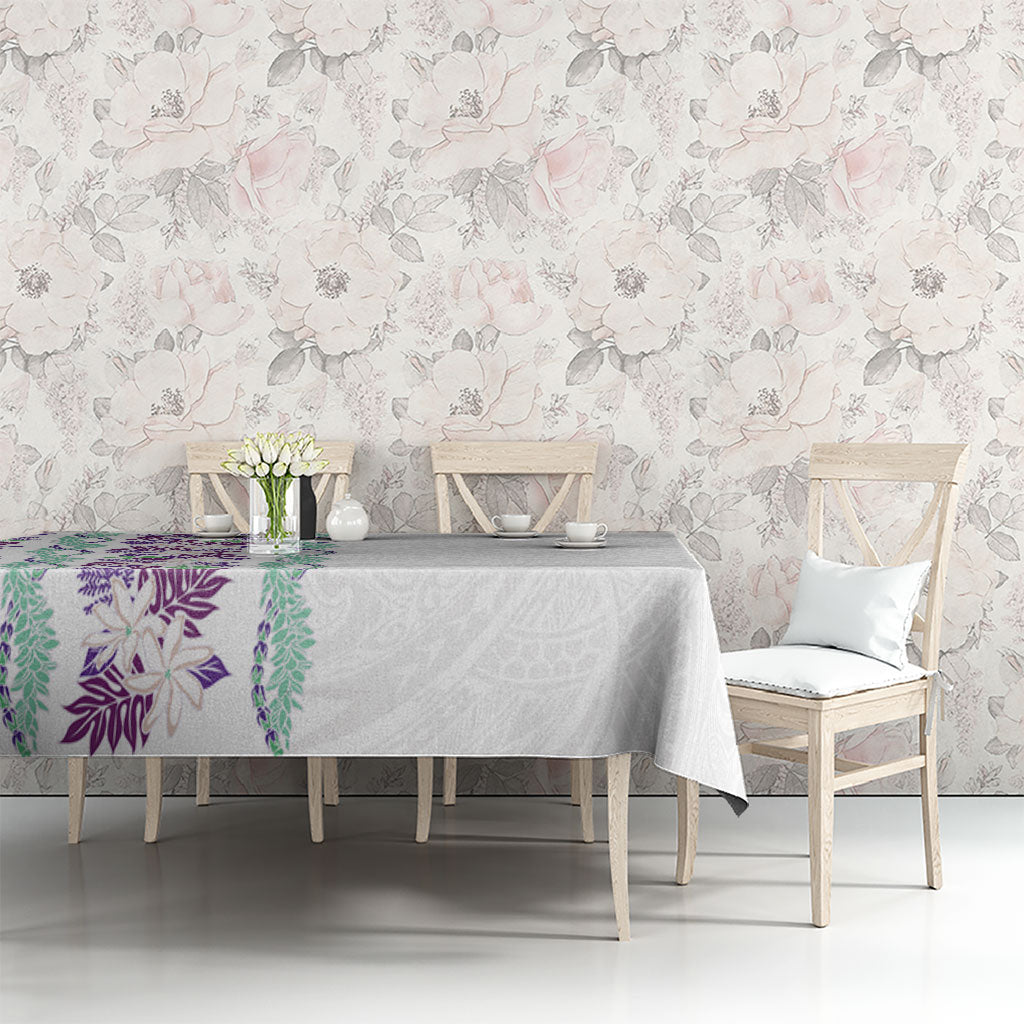 Monstera Tiare Plumeria Tablecloth Purple Polynesian Pattern LT01 - Polynesian Pride