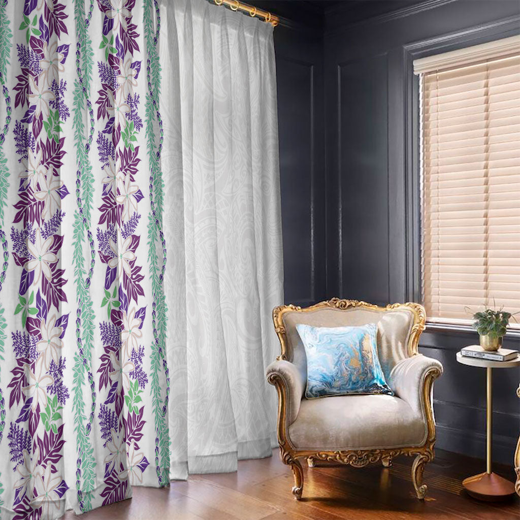 Monstera Tiare Plumeria Window Curtain Purple Polynesian Pattern LT01 - Polynesian Pride