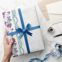 Monstera Tiare Plumeria Wrapping Paper Purple Polynesian Pattern LT01 - Polynesian Pride